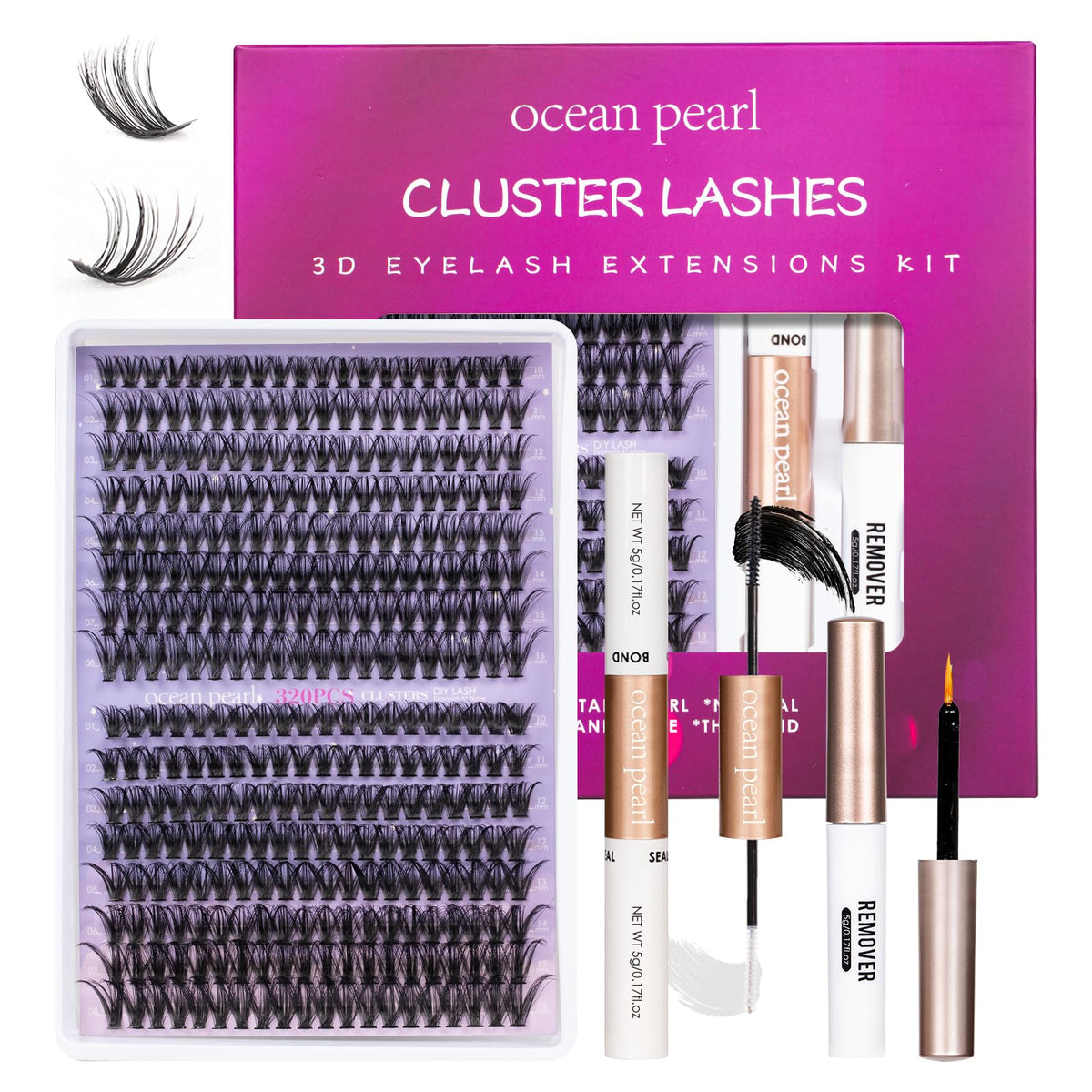 Ocean Pearl cluster lash close-up displaying thin-base detail for seamless blending