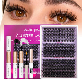 Ocean Pearl close-up of thin-base lash clusters highlighting seamless blend benefit