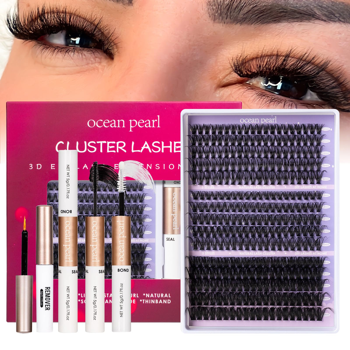 Ocean Pearl front packaging showing kit components for easy at-home application