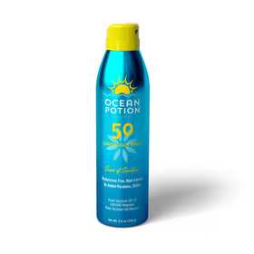 Ocean Potion front packaging showing SPF 50 protection and spray can benefit