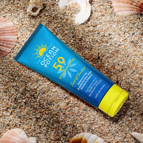 Ocean Potion label closeup highlighting no oxybenzone or added parabens
