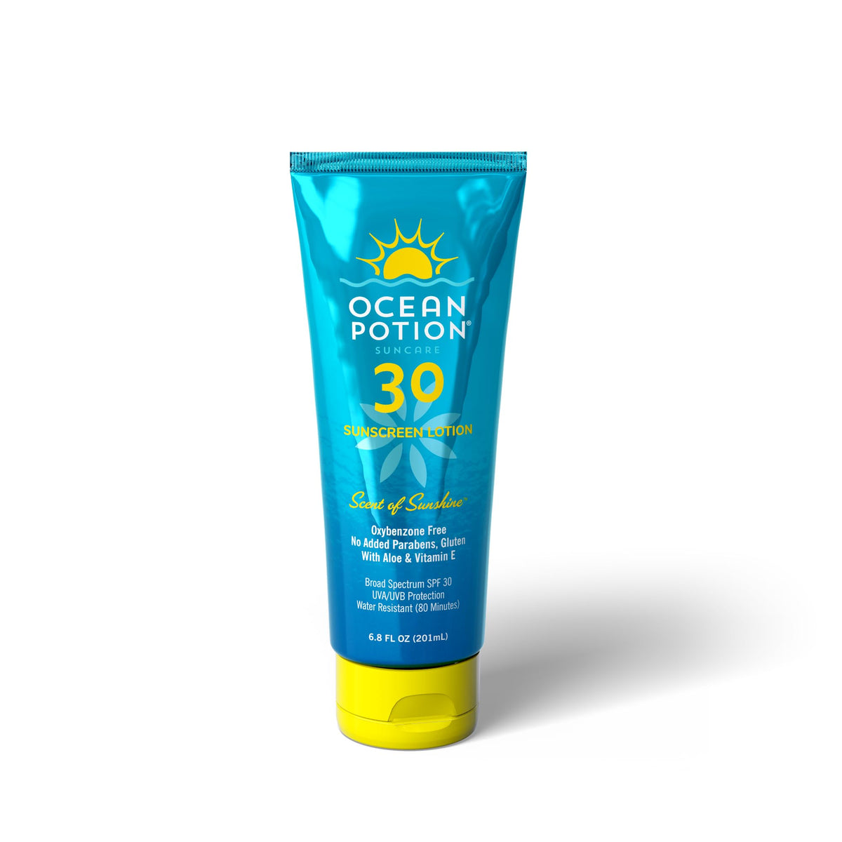 Ocean Potion front packaging of SPF 30 lotion showing compact travel bottle and benefit
