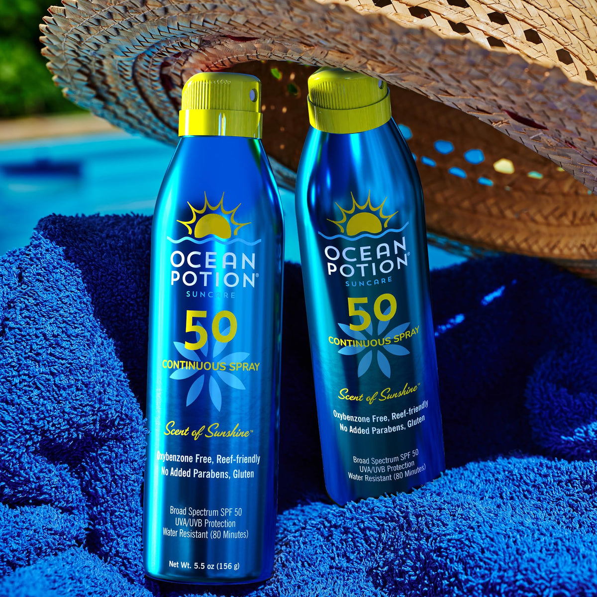 Ocean Potion applied at beach demonstrating water-resistant protection benefit