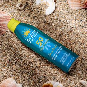 Ocean Potion poolside lifestyle scene showing convenient reapplication benefit