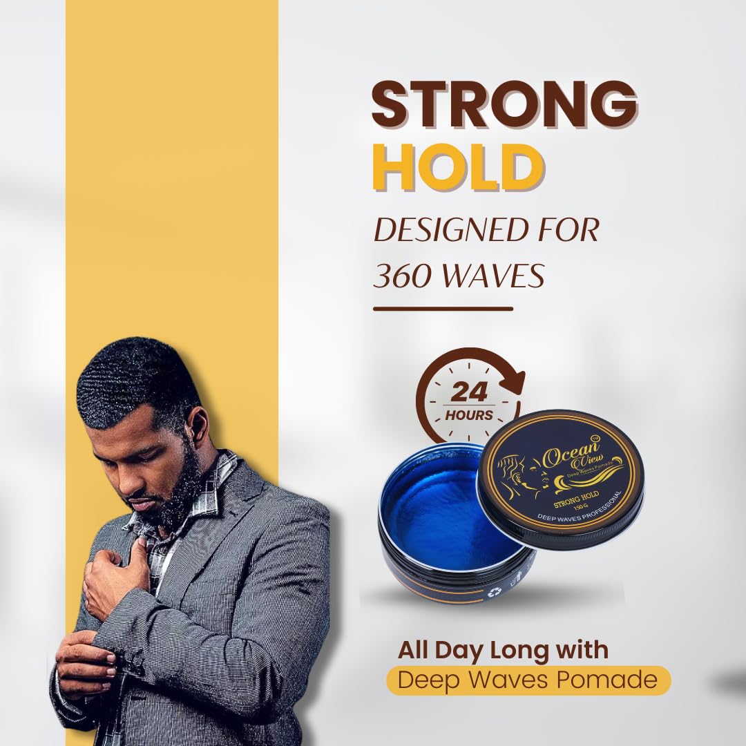 Ocean View Deep Waves Pomade tin side profile emphasizing sturdy packaging and freshness