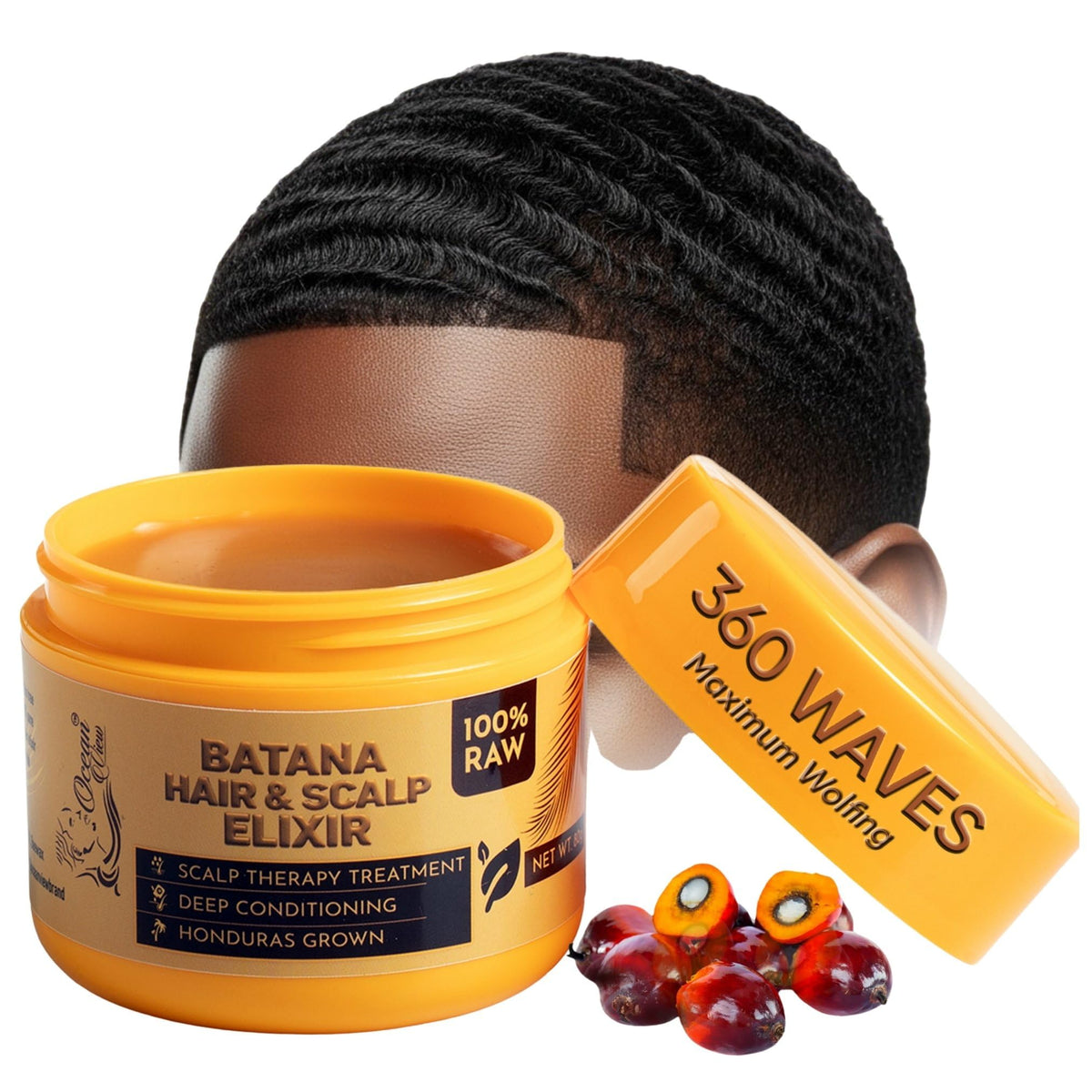 Ocean View Deep Waves Pomade front jar showing label and strong hold benefit