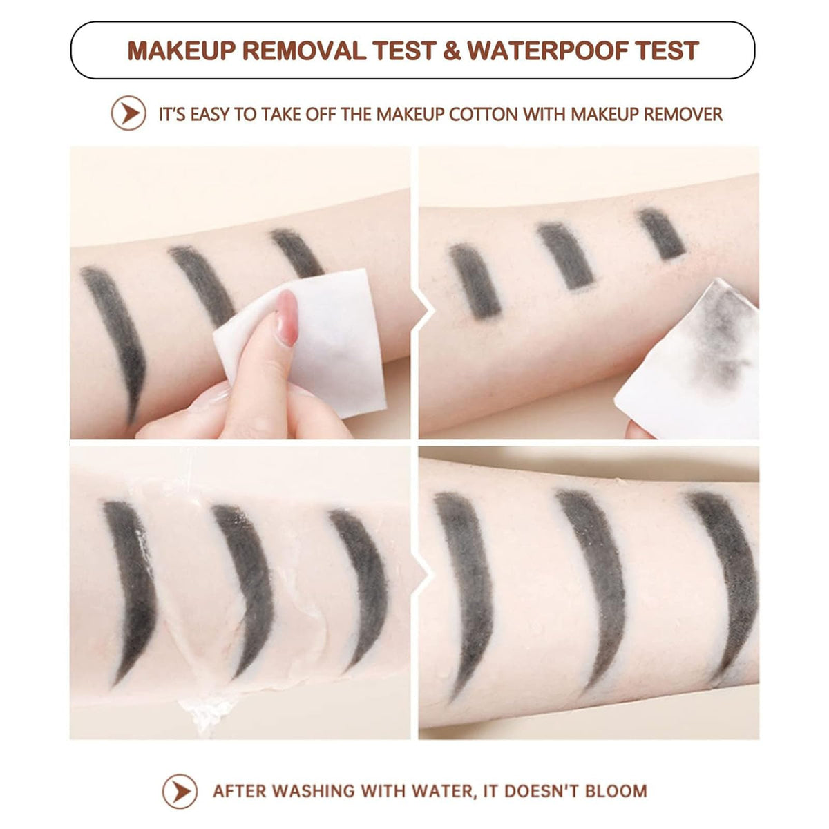 O'CHEAL brow swatch on skin illustrating pigment payoff and blendability