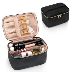 OCHEAL front view of closed cosmetic bag showing sleek design and portability