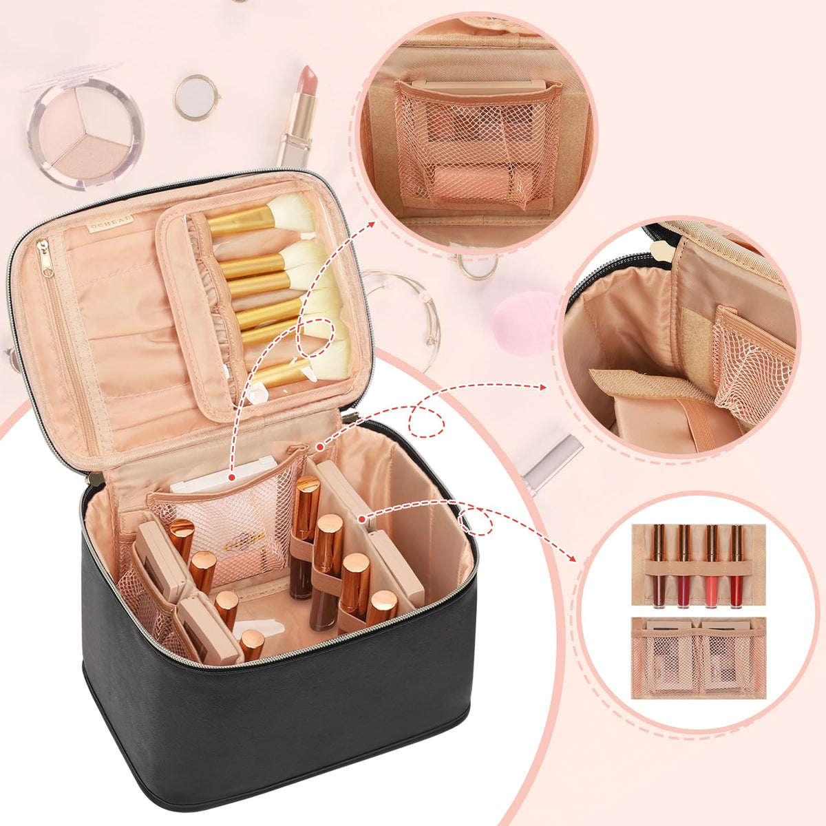 OCHEAL open wide top view displaying interior access and easy packing benefit