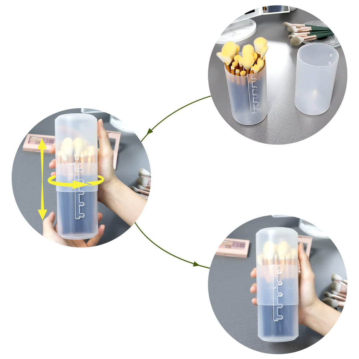 OCHEAL with lid snapped on ready for travel protecting bristles during transit