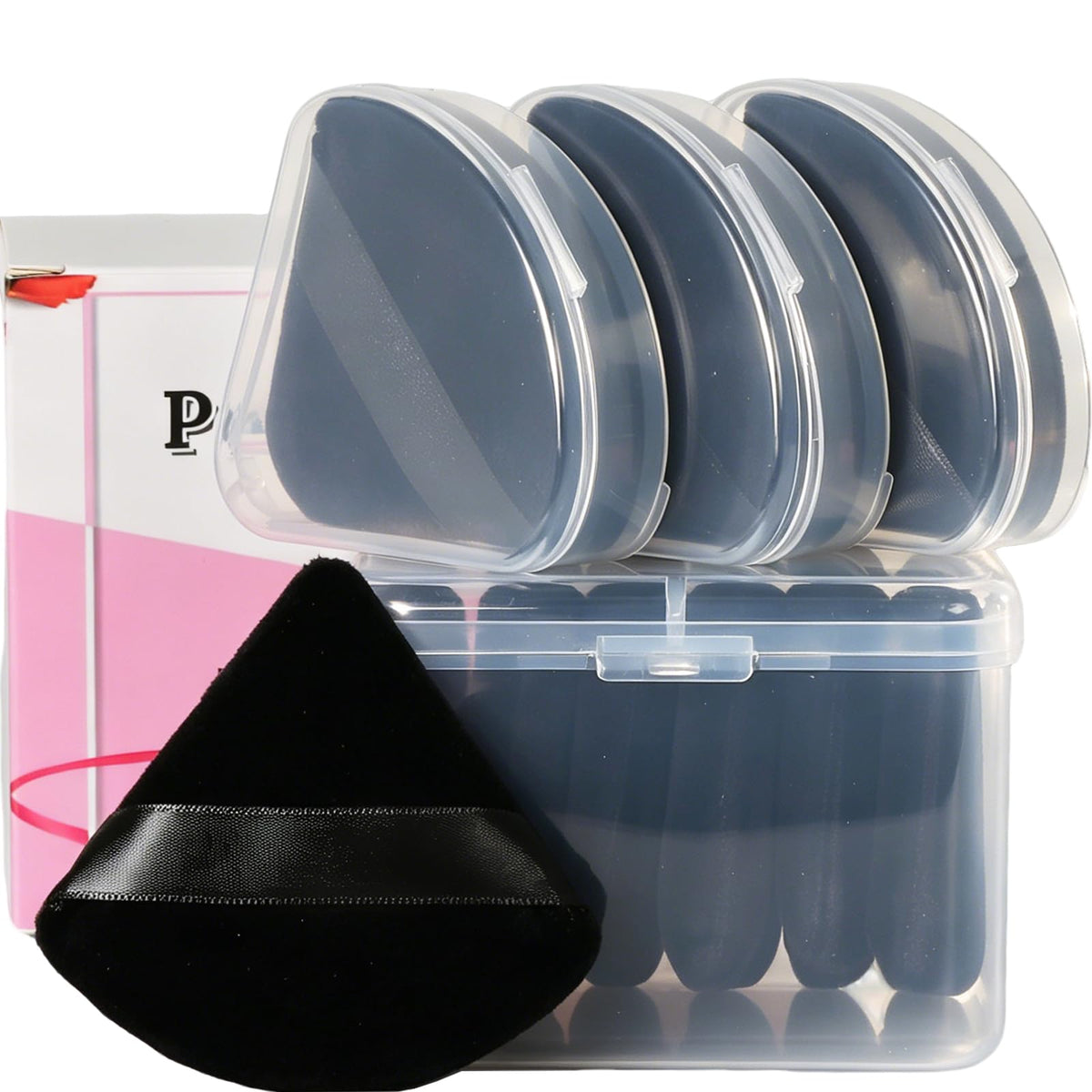Ocim triangle puffs front packaging showing ten puffs and case for clean storage
