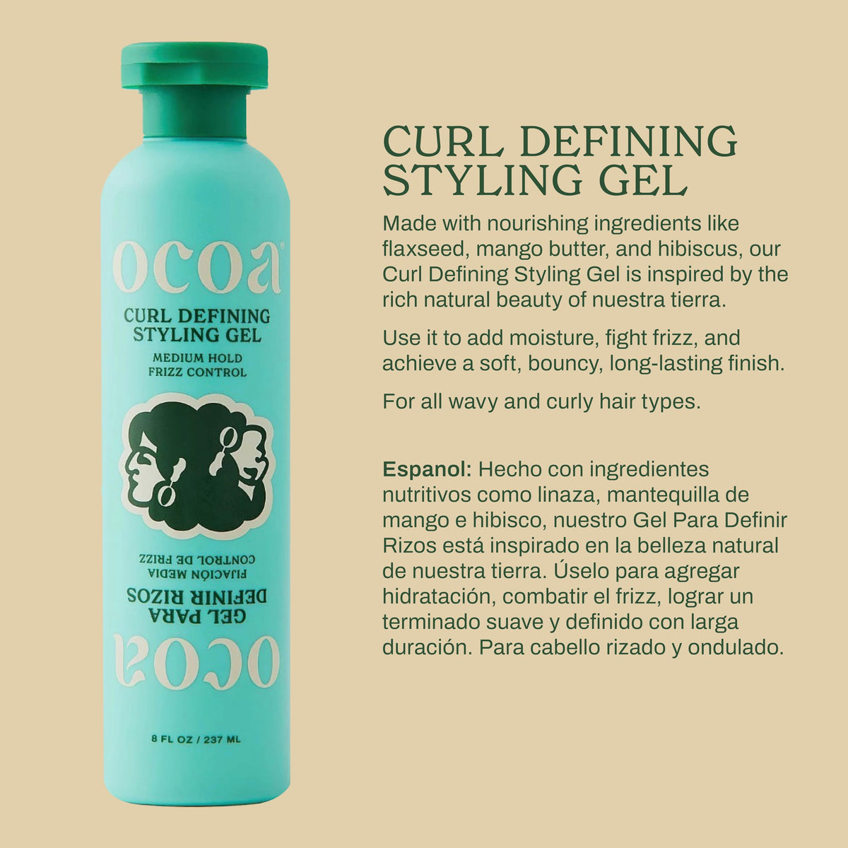 OCOA being applied to damp hair for defined, frizz-reduced curls