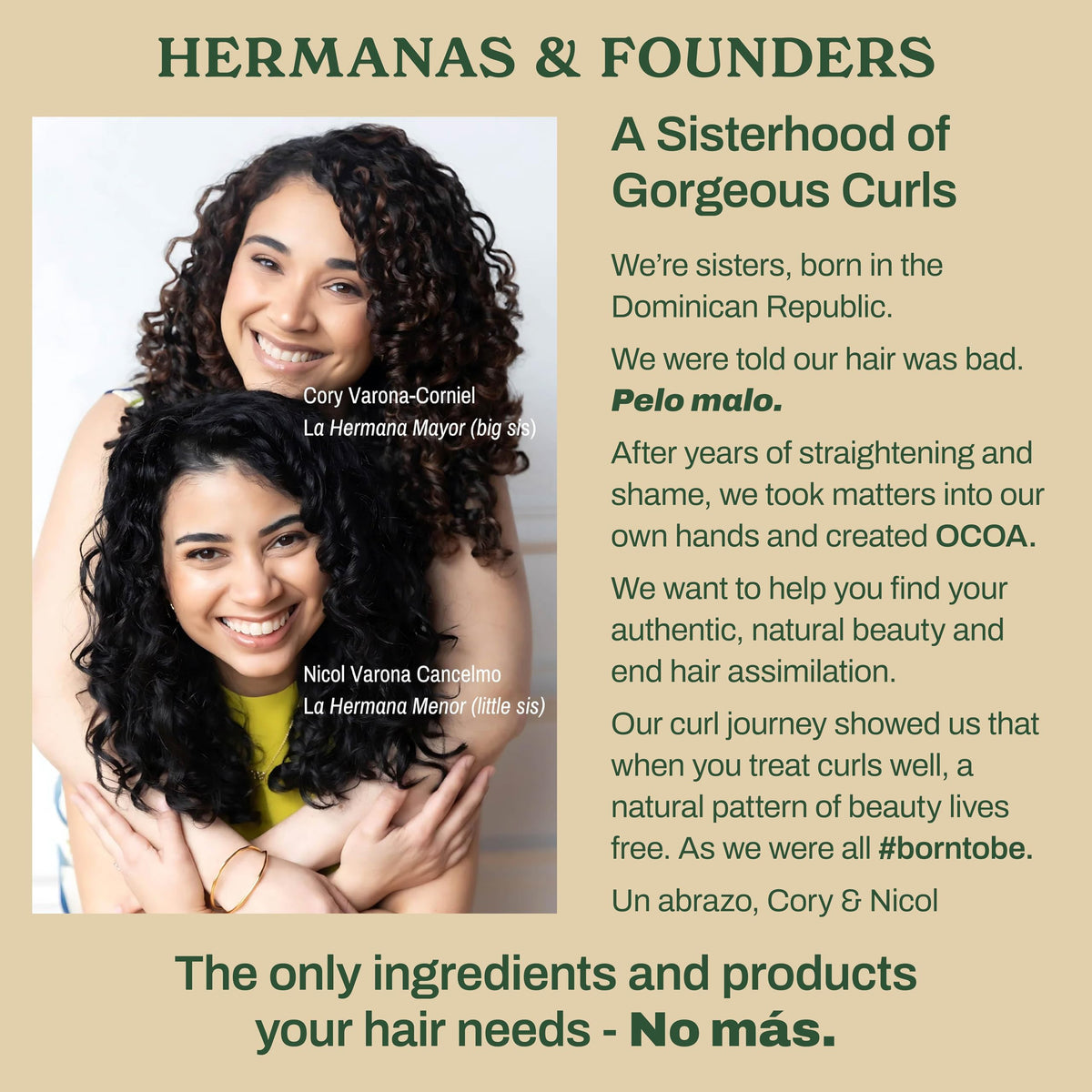 OCOA label close-up showing natural extracts and clean formula benefits