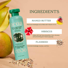 OCOA side label listing flaxseed mango butter hibiscus benefits