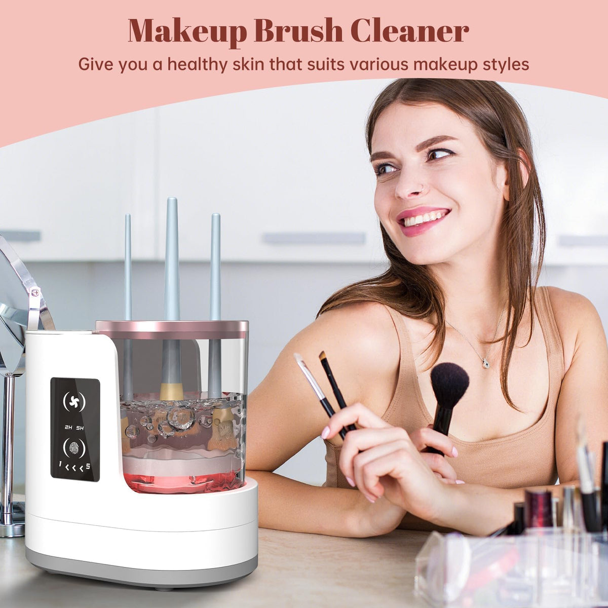 OctHope dryer tower with brushes drying upright to preserve shape and speed drying