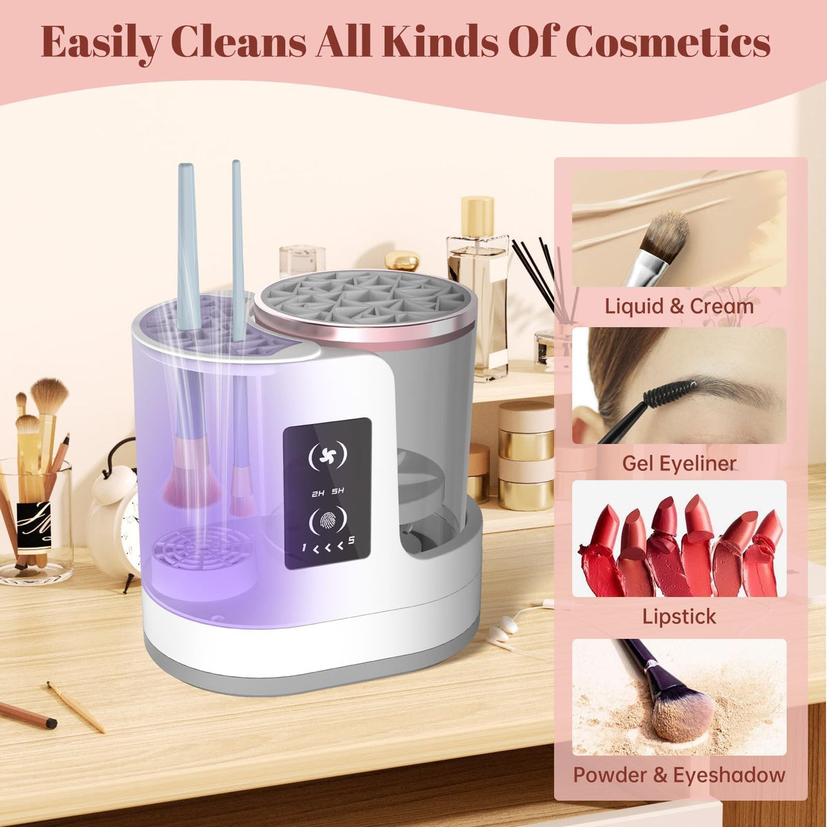 OctHope on bathroom vanity in lifestyle scene promoting tidy, hygienic routine