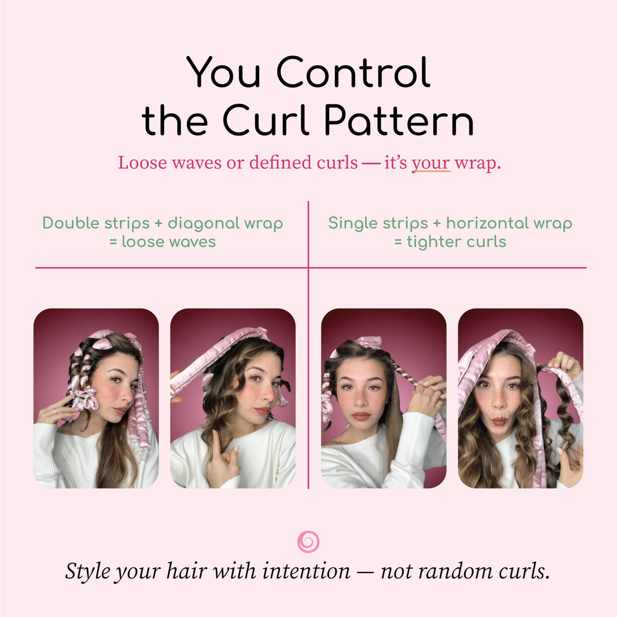 Octocurl wrapped halo style on mannequin showing 360° curl placement benefit
