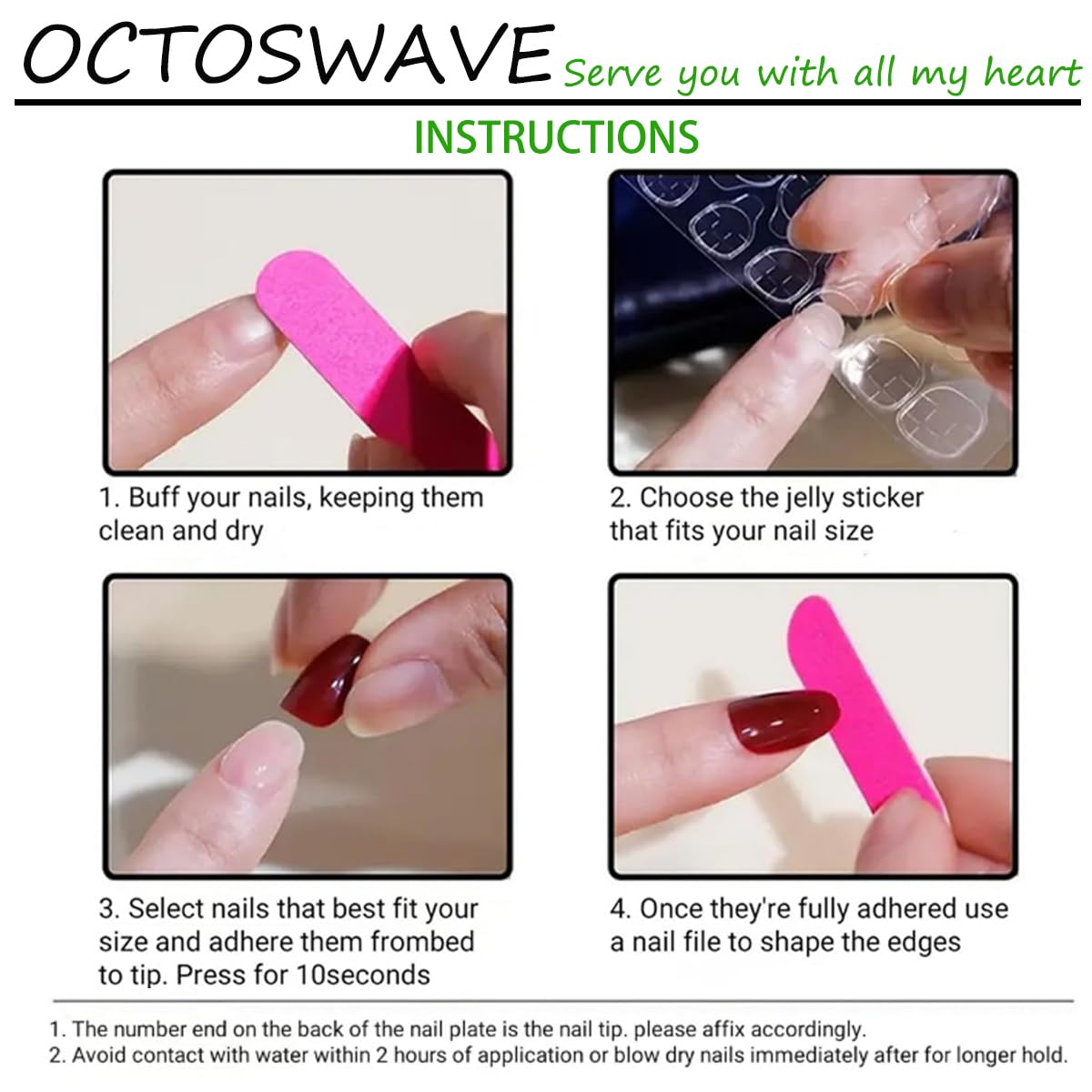 octoswave included tools: jelly stickers file and cuticle stick for easy prep