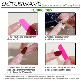 octoswave included tools: jelly stickers file and cuticle stick for easy prep