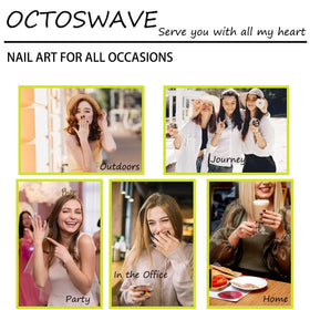octoswave lifestyle shot at a party conveying trendy, photo-ready nails