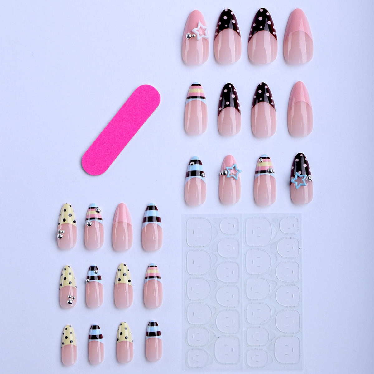 octoswave detailed look at polka dots stripes and French tips for visual variety