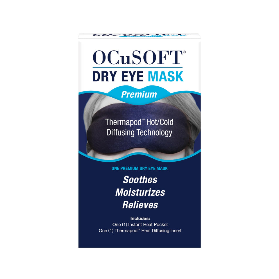 OCuSOFT front view of mask showing comfortable fit and instant moist-heat benefit