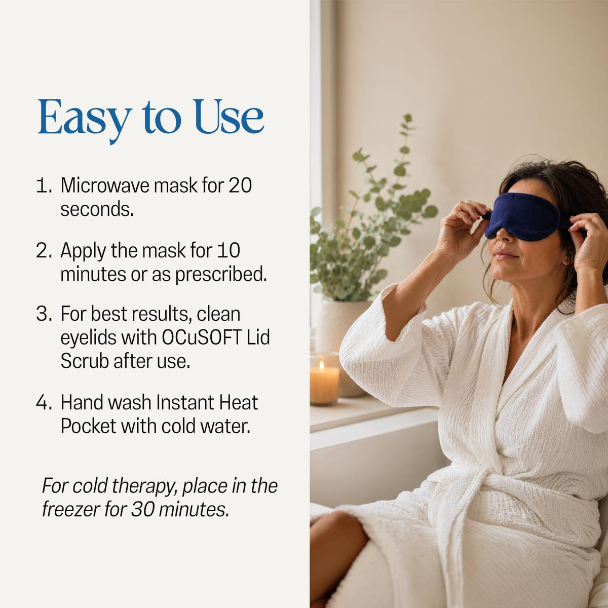 OCuSOFT mask in use on a resting person offering soothing moist-heat relief