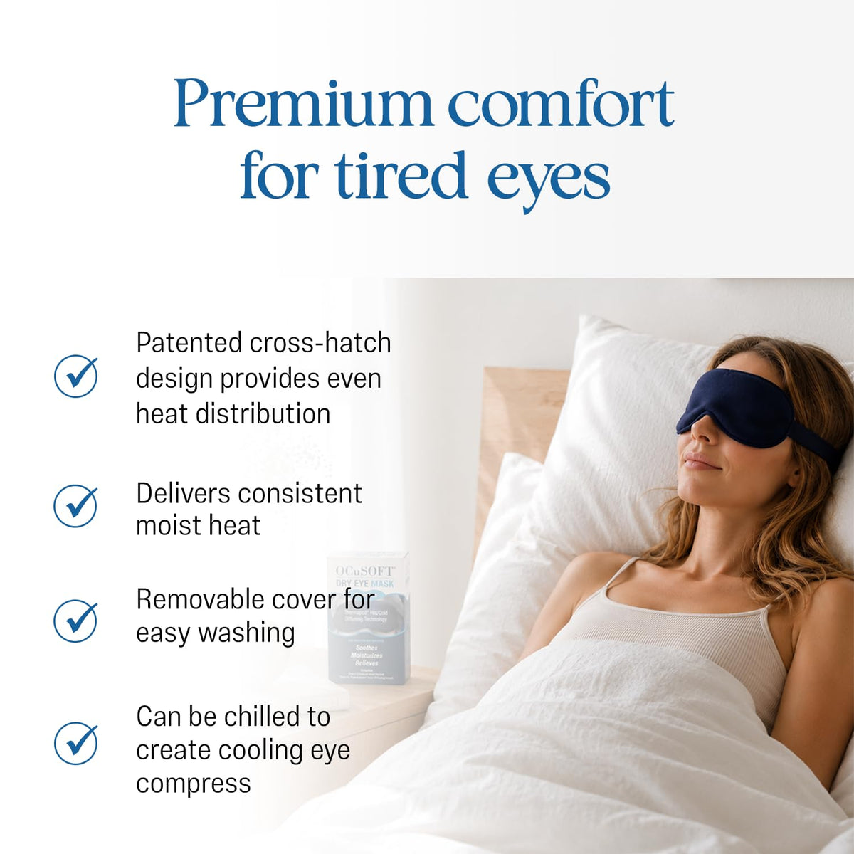 OCuSOFT mask beside travel case showing compact portability and convenience