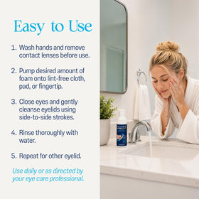 OCuSOFT foam applied to finger demonstrating safe, precise lid and lash cleaning