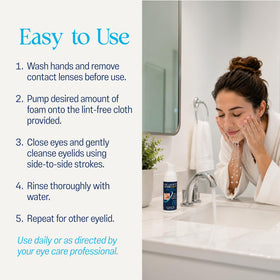 OCuSOFT pump pressed into lint-free pad showing easy foam activation and precise application