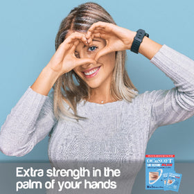OCuSOFT pads on bathroom vanity illustrating daily routine and portability