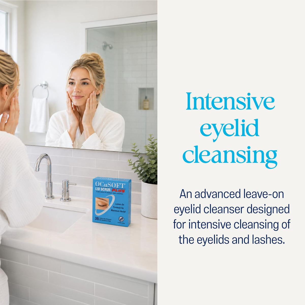 OCuSOFT pad soaked texture close-up highlighting gentle cleansing solution