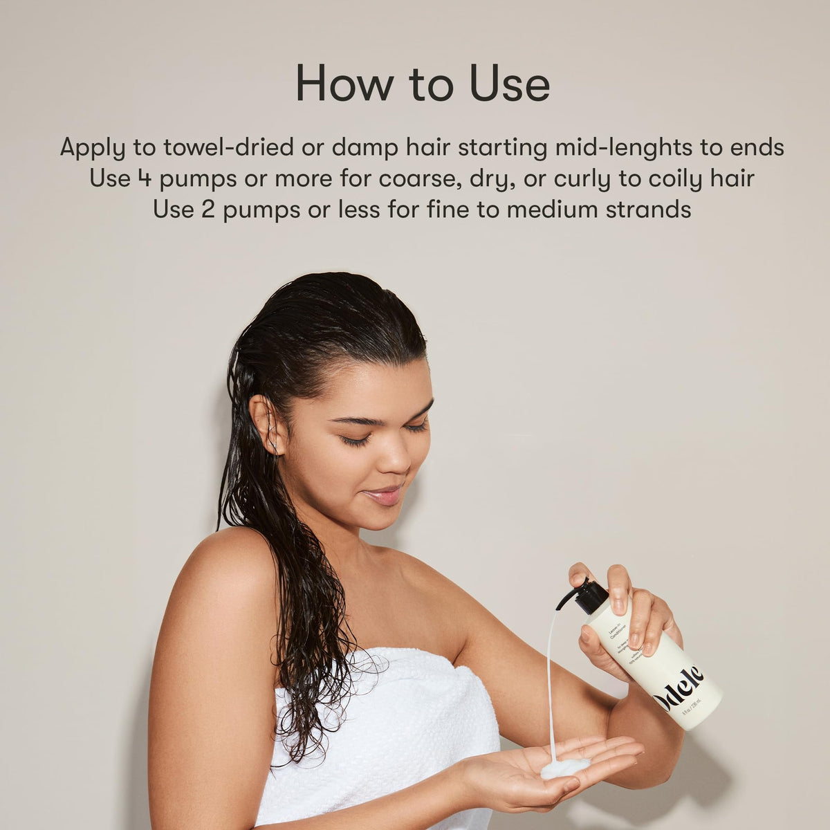 Odele leave-in applied to towel-dried hair for detangling and faster styling