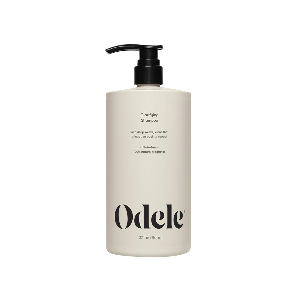 Odele clarifying shampoo front bottle showing clean packaging and size benefit