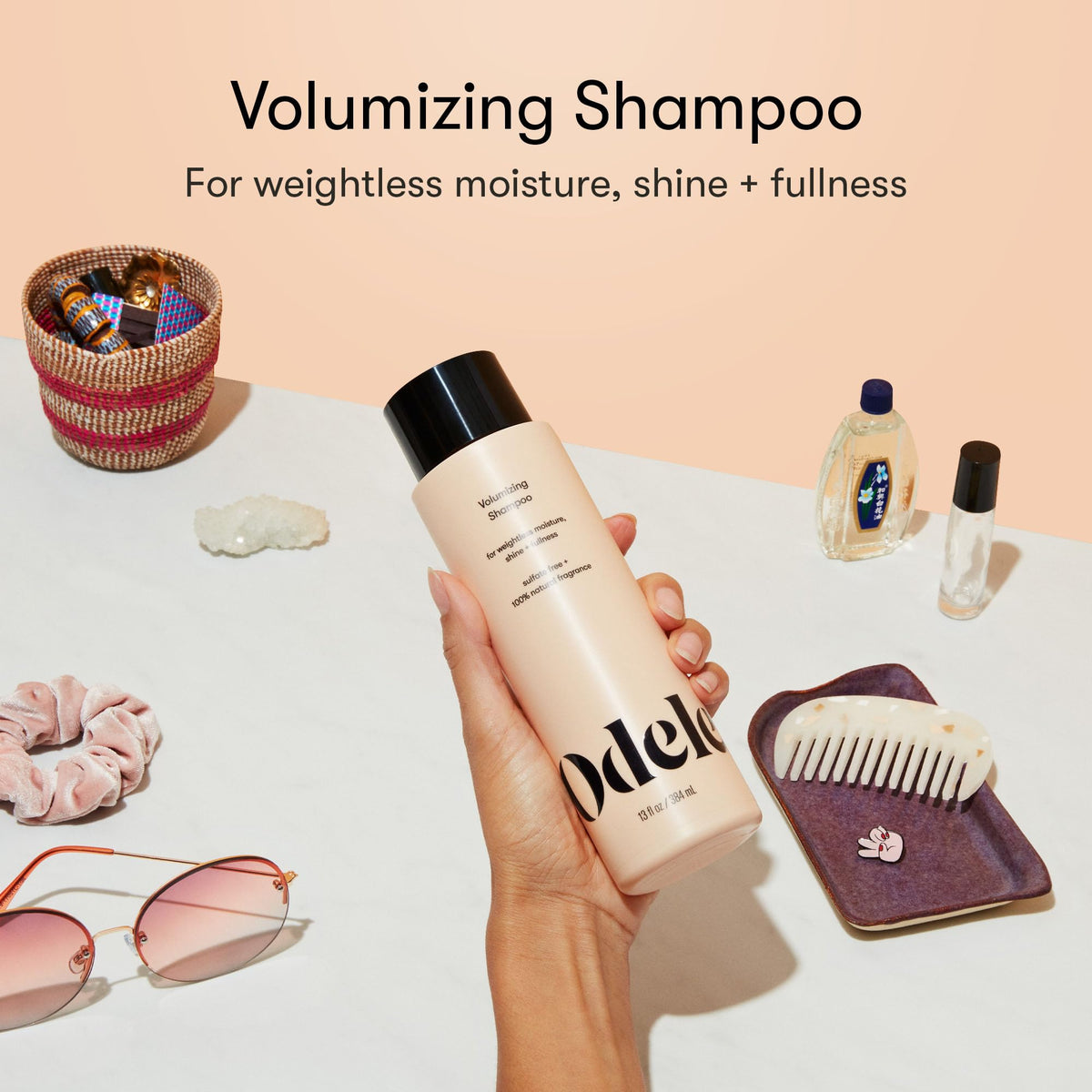 Close-up of Odele shampoo lather texture highlighting gentle cleansing