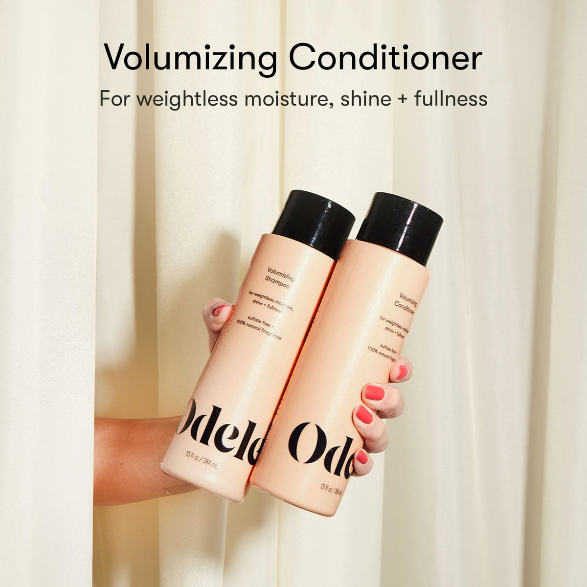 Odele conditioner texture on hand demonstrating lightweight, non-greasy hydration