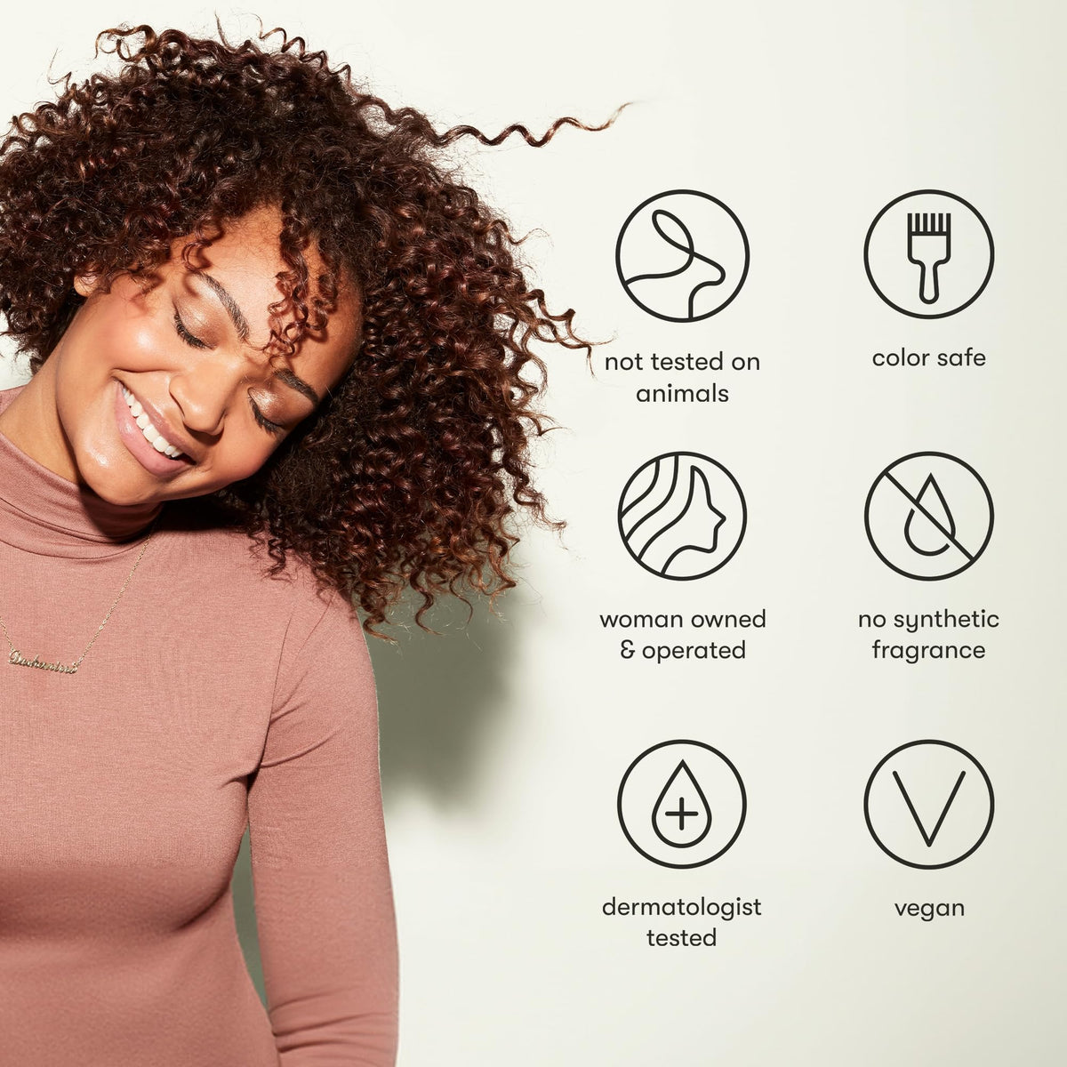 Odele on curly hair showing enhanced curl definition and lightweight shine