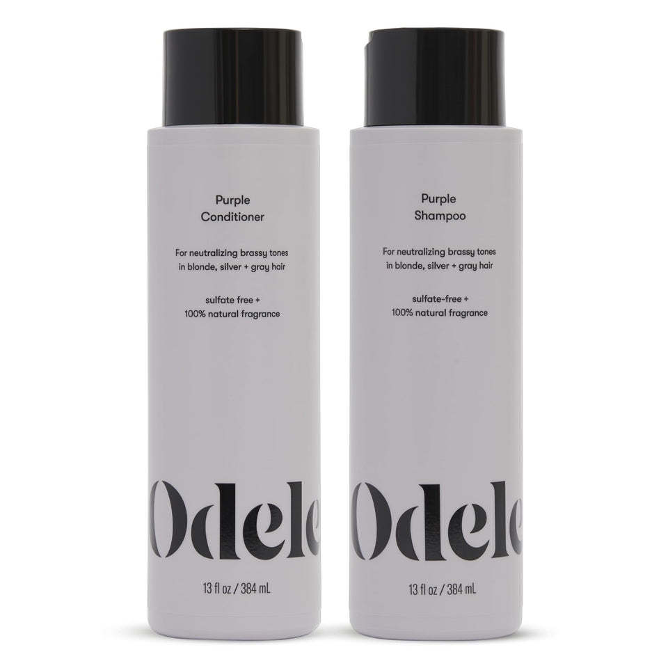 Odele front packaging showing shampoo and conditioner, promotes tone correction
