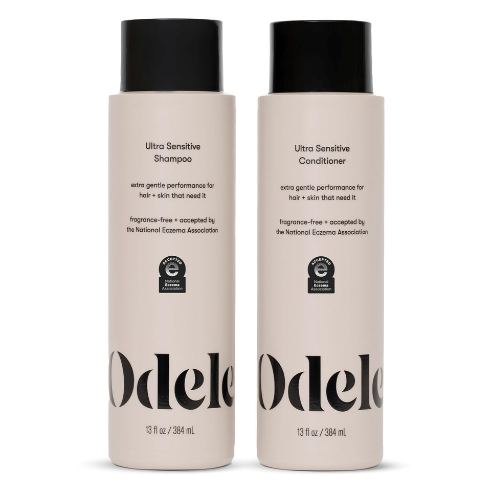 Odele front packaging showing both bottles and gentle benefits
