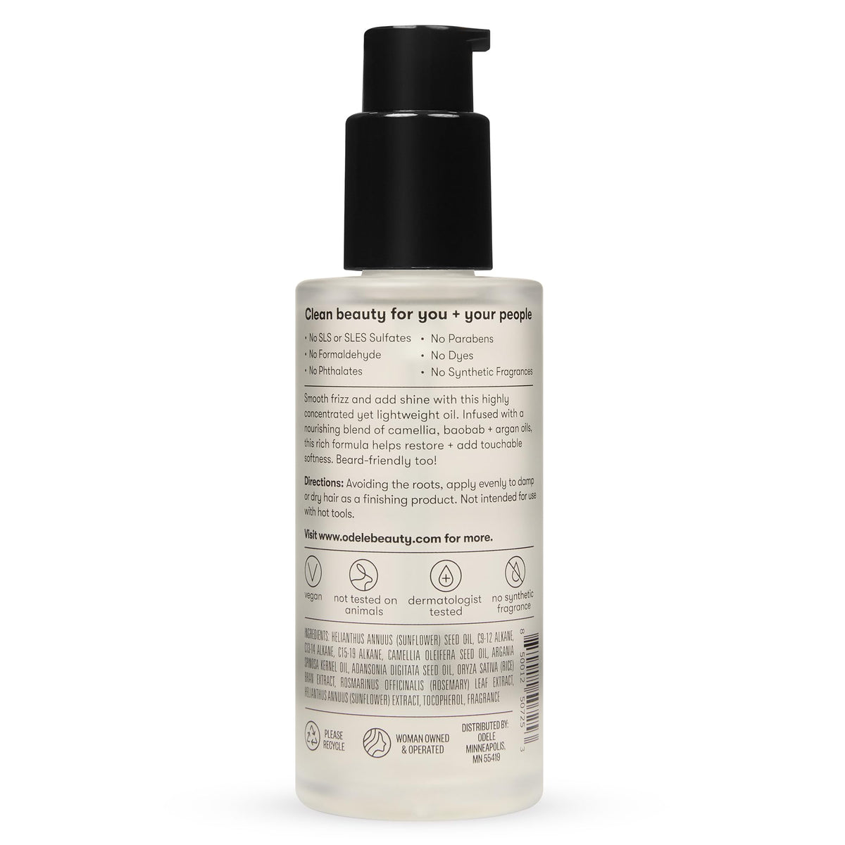 Odele bottle on bathroom shelf in lifestyle setting for daily routine