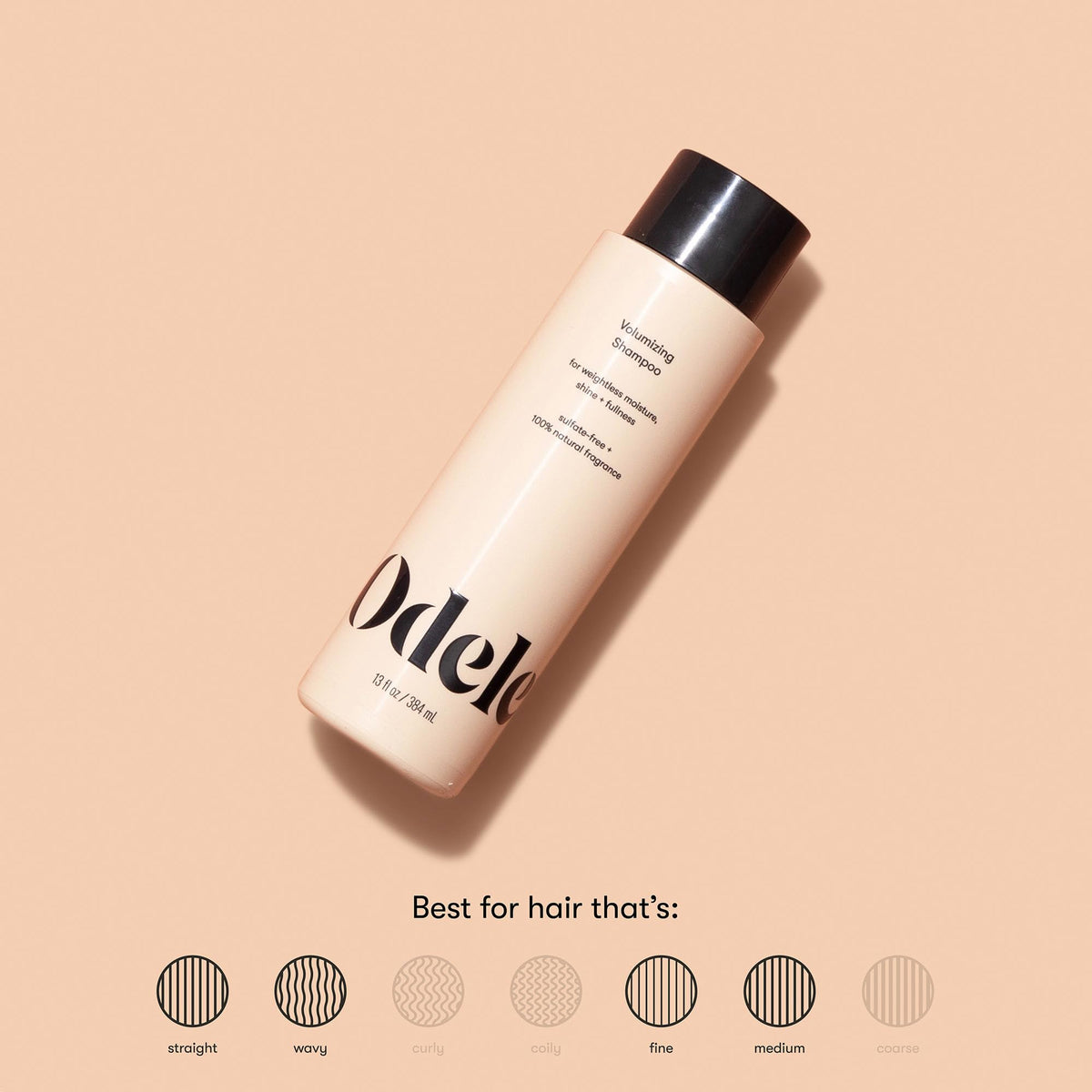 Odele shampoo pouring into hand demonstrating easy application and slip