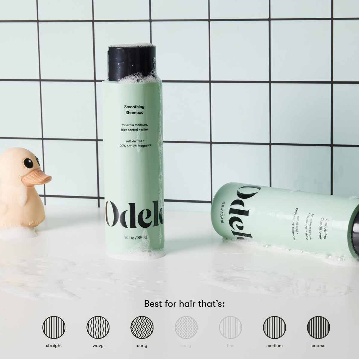 Odele shampoo pouring to show gentle cleansing texture and foam control