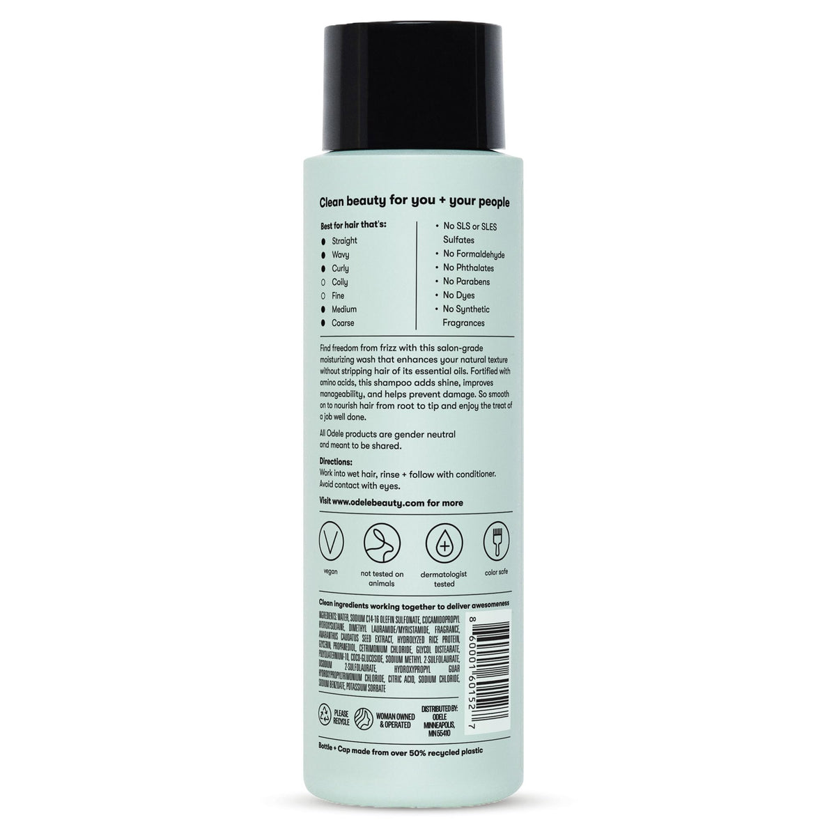 Odele smooth shiny hair after use showing improved frizz control
