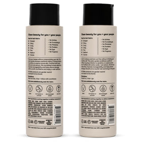 Odele bottles held in hand for scale showing travel-friendly size