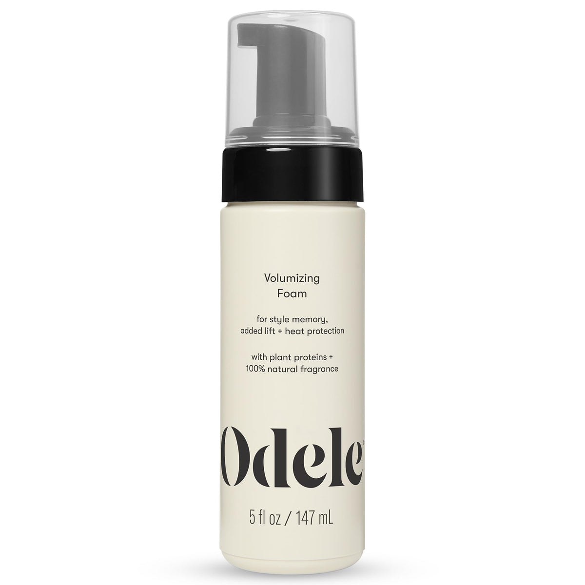 Odele front packaging showing bottle and product name, highlights lightweight volume