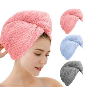 OEAGO front view of three towel wraps showing colors and packaging benefit quick drying