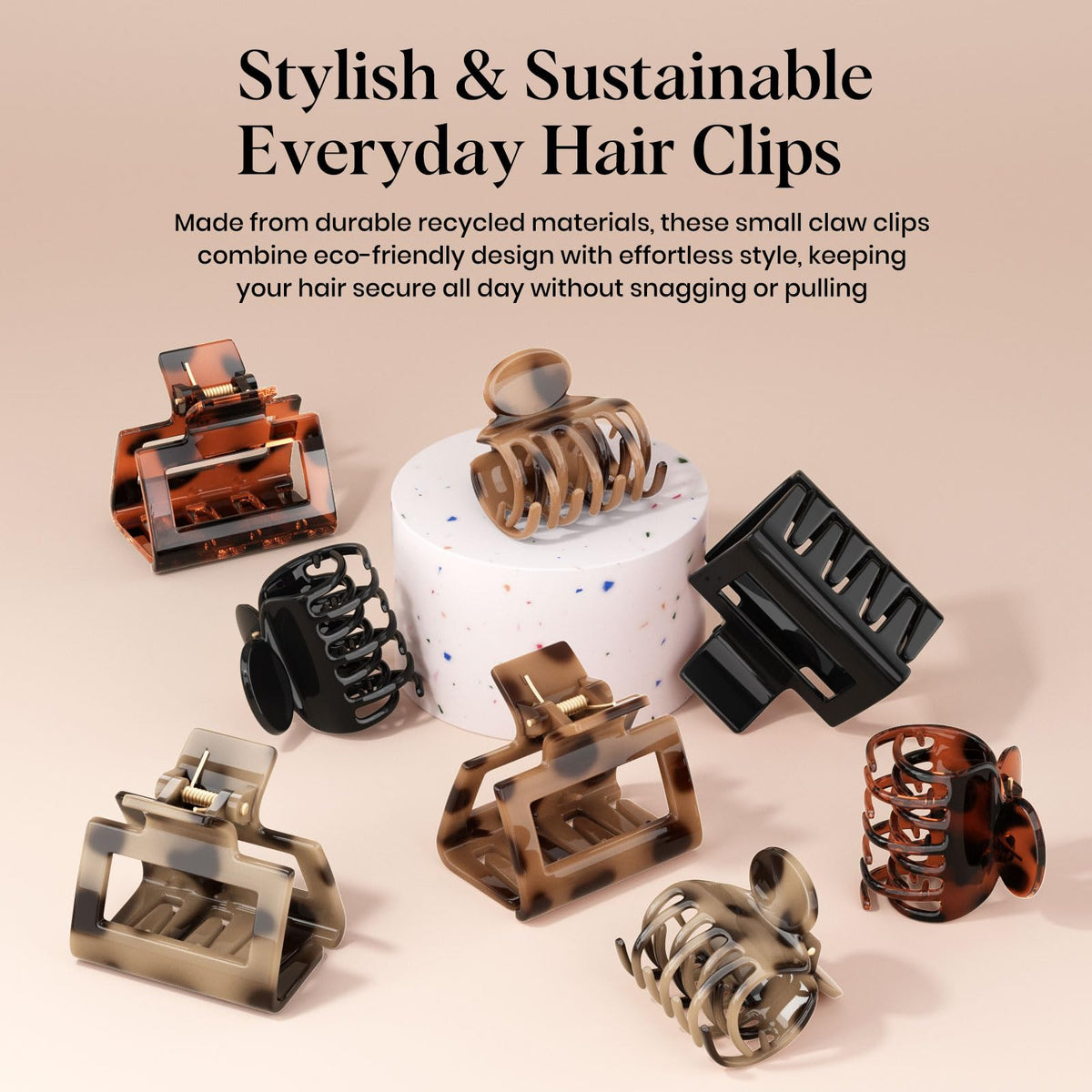 Oeusnael clips used during makeup routine, keeps hair back cleanly and comfortably