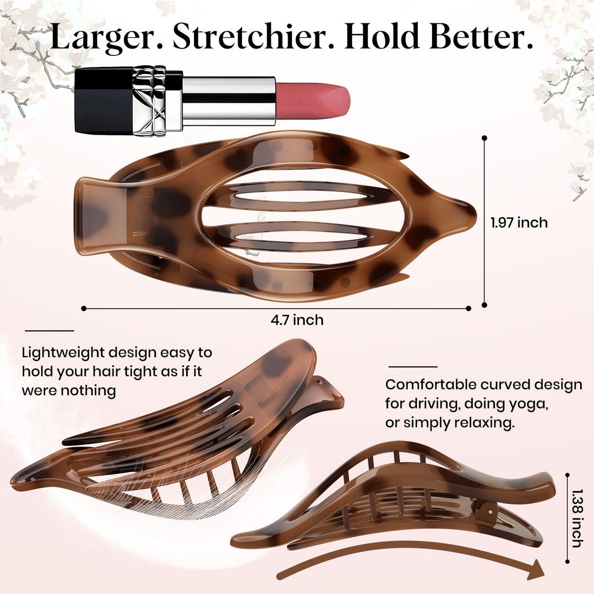 Oeusnael clip holding an updo for comfortable, low-profile wear