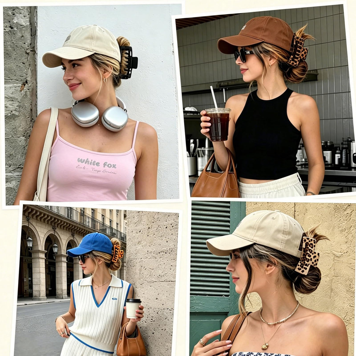 OFIGAS clip attached to a baseball cap illustrating non-slip fit and comfortable wear