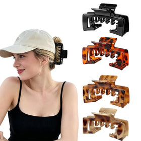 OFIGAS front view of four large trucker hat claw clips showing the set and colors for easy selection